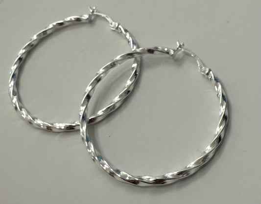 Sterling Silver Large Twisted Hoops