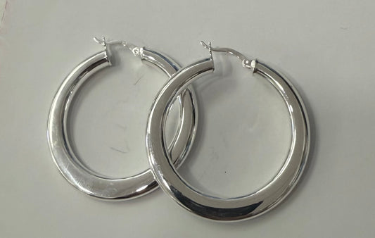 Sterling Silver Flat Hoop