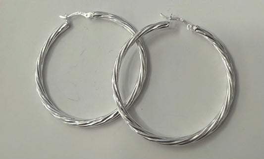 Sterling Silver Lined Hoops