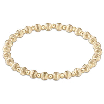 DIGNITY GRATEFUL PATTERN 5MM BEAD BRACELET - GOLD - EXTEND