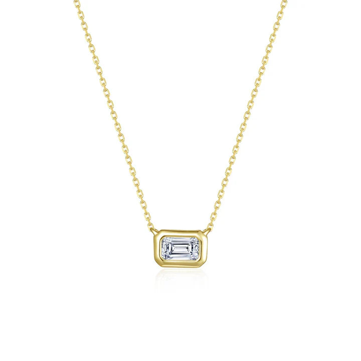 East-West Bezel-Set Emerald-Cut Solitaire Choker Necklace