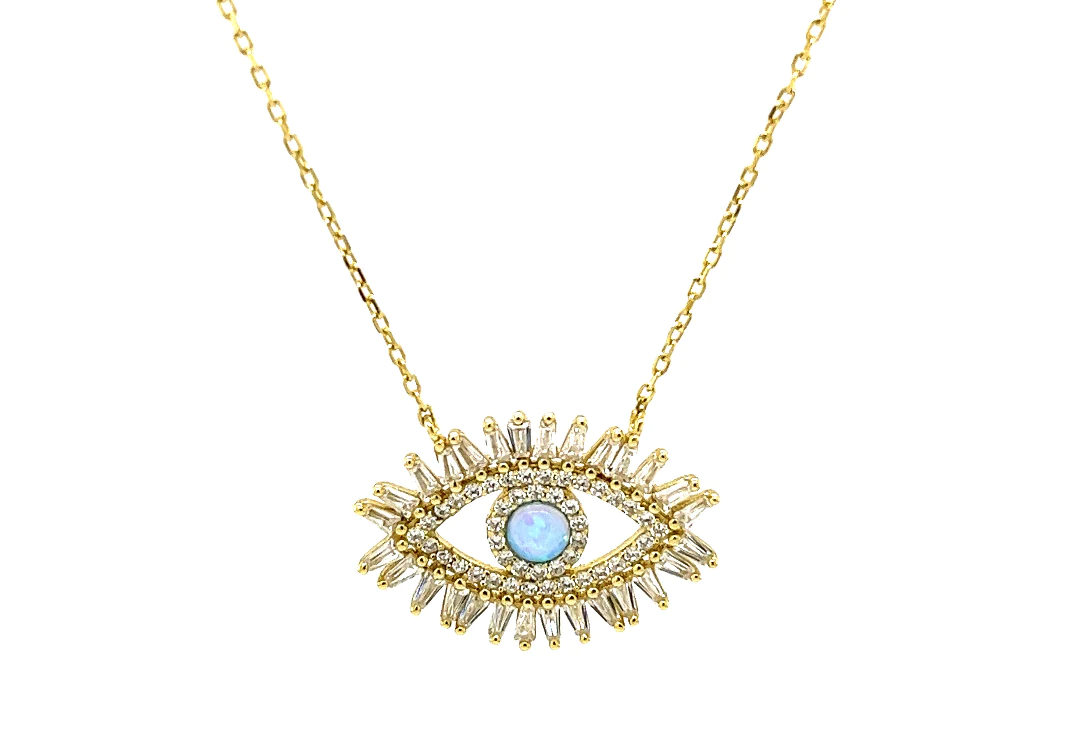 Evil Eye "POSEIDON" Opal Necklace