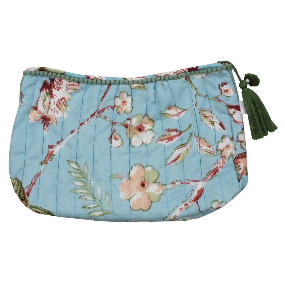 Pink Women’s Scalloped Edge Shortie PJ &Blue Blossom Lined Wash Bag Set