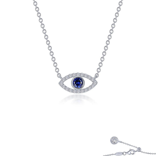 Lab Grown Sapphire Evil Eye Necklace