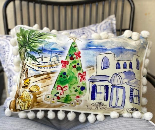 Tarpon Springs Custom Water Color Pillow