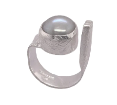 STERLING SILVER FRESHWATER PEARL OPEN RING