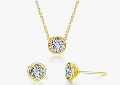 Bezel Necklace and earring Set