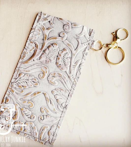 Embossed Leather Sunglasses Case w/ Keychain-Gilded Cowboy 100v