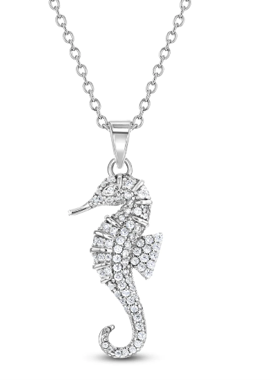 CZ Seahorse Teen Pendant Necklace