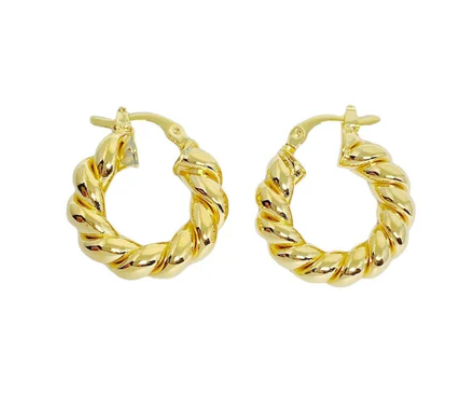 18k Gold Filled Twisted Tube Hoop Earrings - The Croissant Hoops