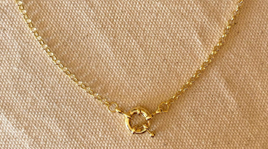 18k Gold Filled Front Clasp Rolo Chain Necklace