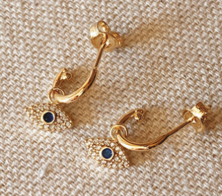 Dainty 18k Gold Filled Evil Eye Small Hoop Earrings