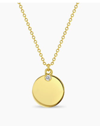 14K Gold Girls Round Engravable Pendant