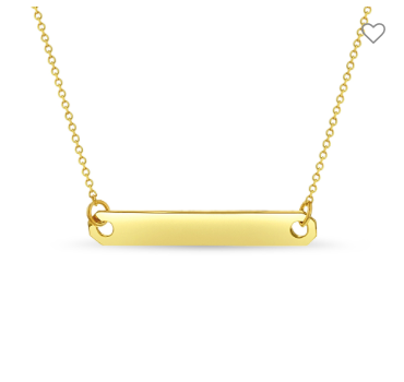 14K Gold Women's Engraved Bar Necklace