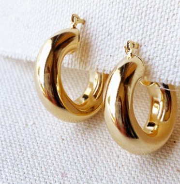 18k Gold Filled Thick Small Hoop Earrings