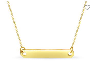 14K YG Kids Engraved Bar Necklace