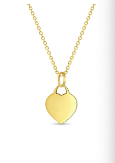 14K YG Heart Tag ID Children's Necklace