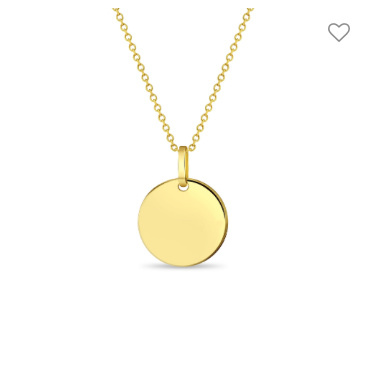 14k YG Petite Classic Engravable Circle Children's Pendant Necklace