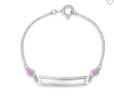 Pink CZ Tag ID Baby Bracelet