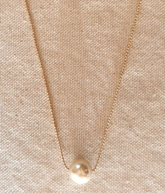 18K Gold Filled Solitaire Pearl Necklace