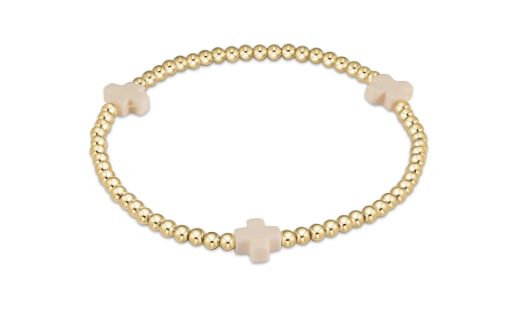 enewton extends  - signature cross gold pattern 3mm bead bracelet