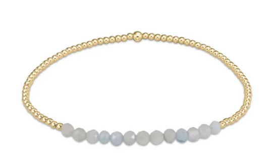 Gold Bliss 2mm Bead Bracelet Aquamarine