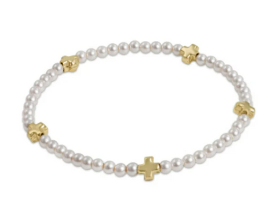 Enewton Signature Cross Small Pearl Pattern 3mm Bead Bracelet