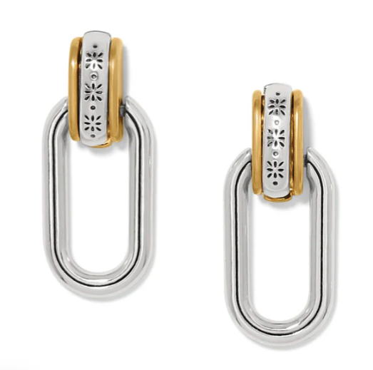 Mosaic Two Tone Post Drop Earrings