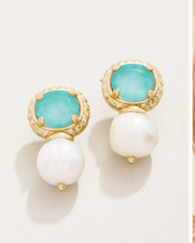 Karina Petite Pearl Stud Earrings Ocean Blue