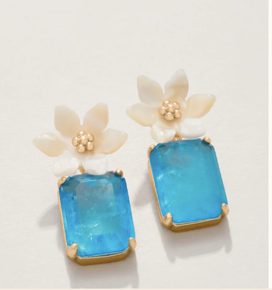 Blooming Gem Earrings Blue