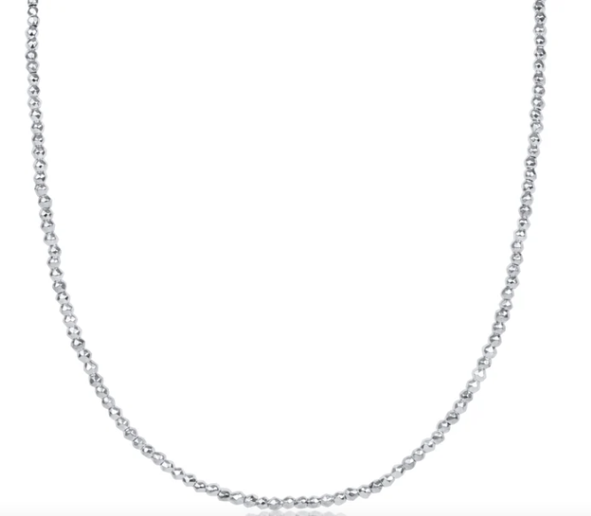 17" Choker silver Faceted Hematite 2mm Bead Necklace
