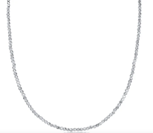 17" Choker silver Faceted Hematite 2mm Bead Necklace