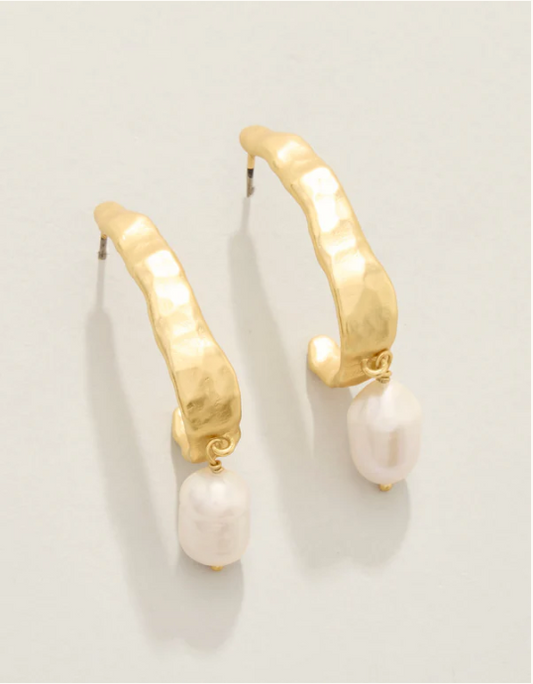 Tumbled Hoop Earrings Pearl