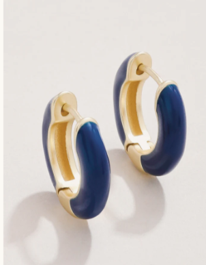 Clara Hoop Earrings 15mm Navy