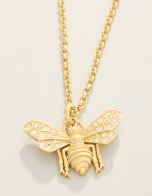 Vintage Bee Necklace 24" Crystal