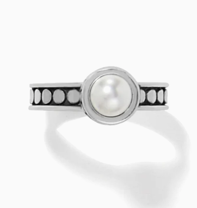 Pebble Dot Pearl Slim Band Ring