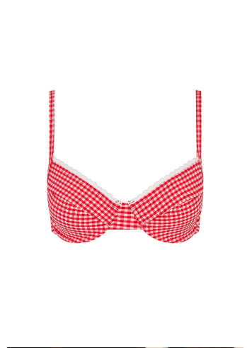 Scallop Crochet Underwire Bra Bikini Top - Strawberry Siesta