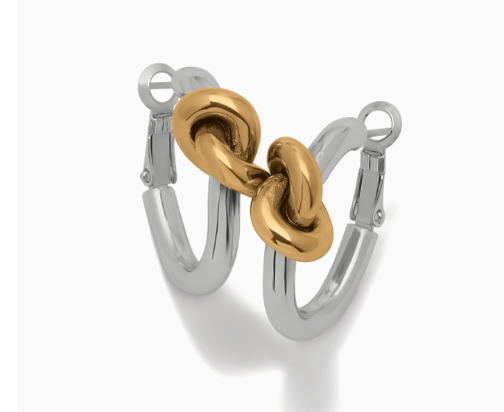 Interlok Single Knot Two Tone Hoop Earrings