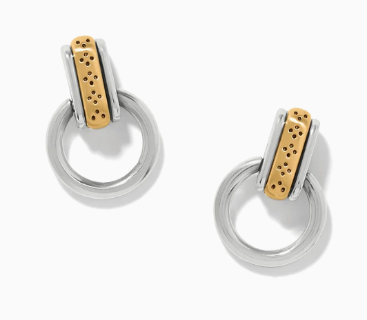 Mosaic Two Tone Mini Post Drop Earrings