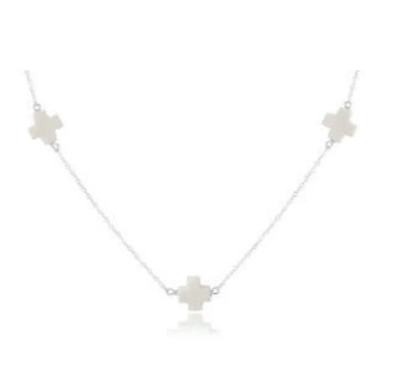 17” Choker Simplicity Chain Sterling- Signature Cross Off-White