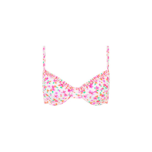 Double Ruffle Underwire Bikini Top - Flamingo Flora