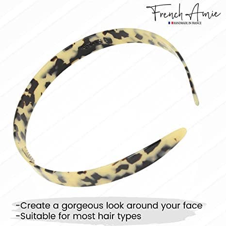 French Amie Wide Headband 1/2" Handmade Cellulose Hair Accessories Women & Girls