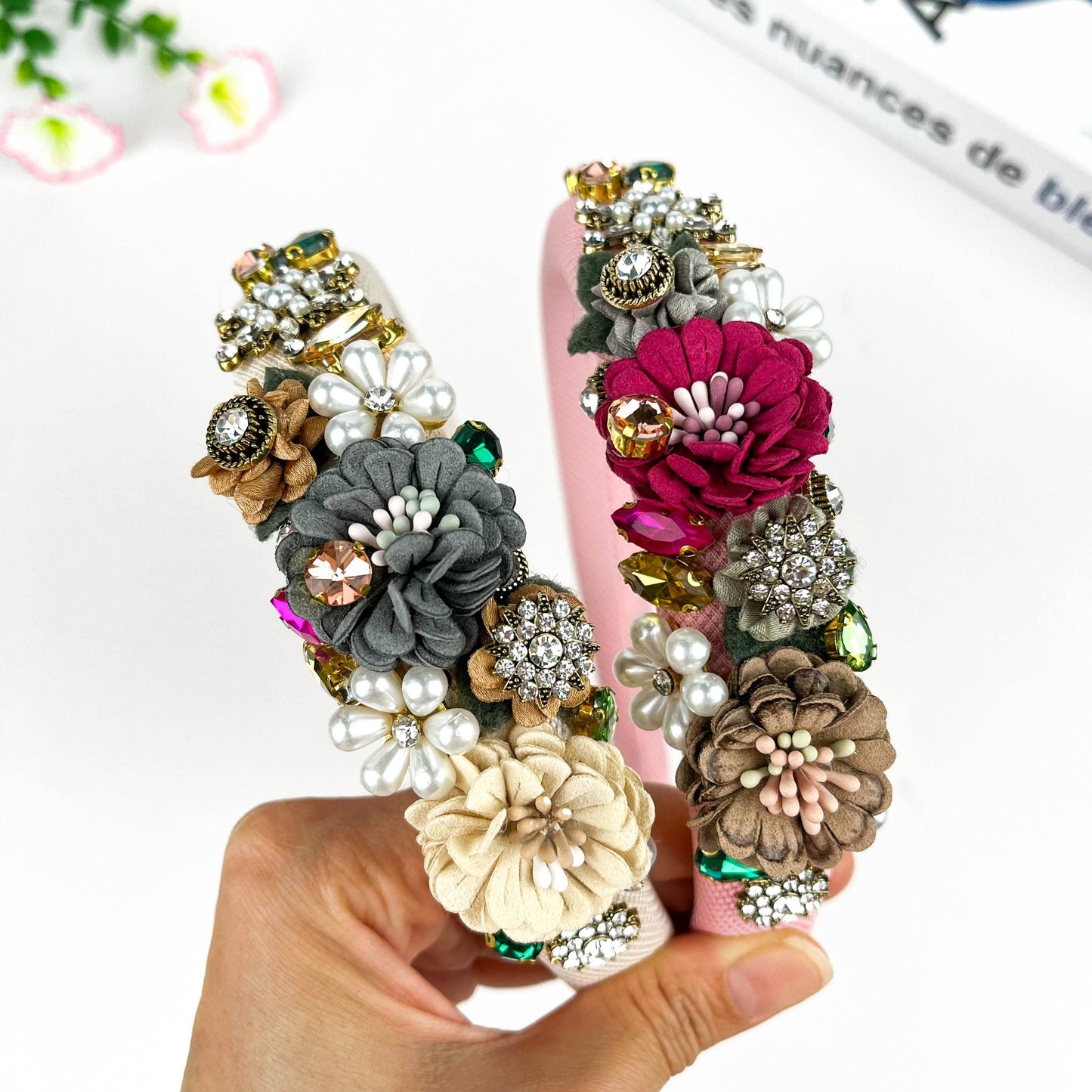 Vintage Flower Headband, Baroque Rhinestone Hair Accessory