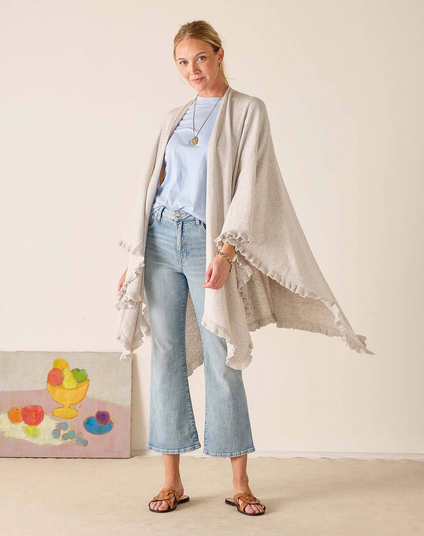 Charleston Ruffle Wrap - Cloud