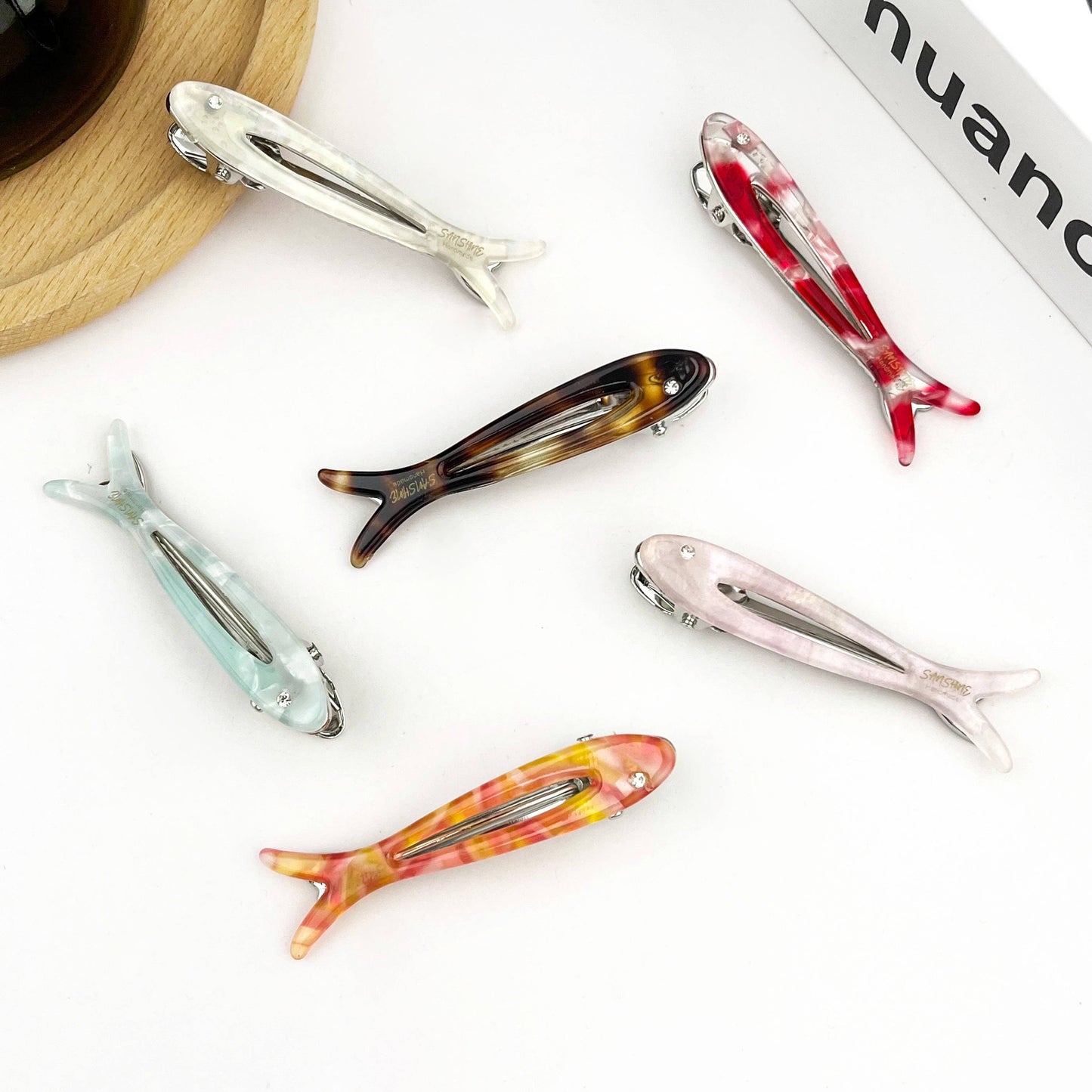 Hollow Fishbone Acetate Hair Clip, Fish Design Duckbill Clip