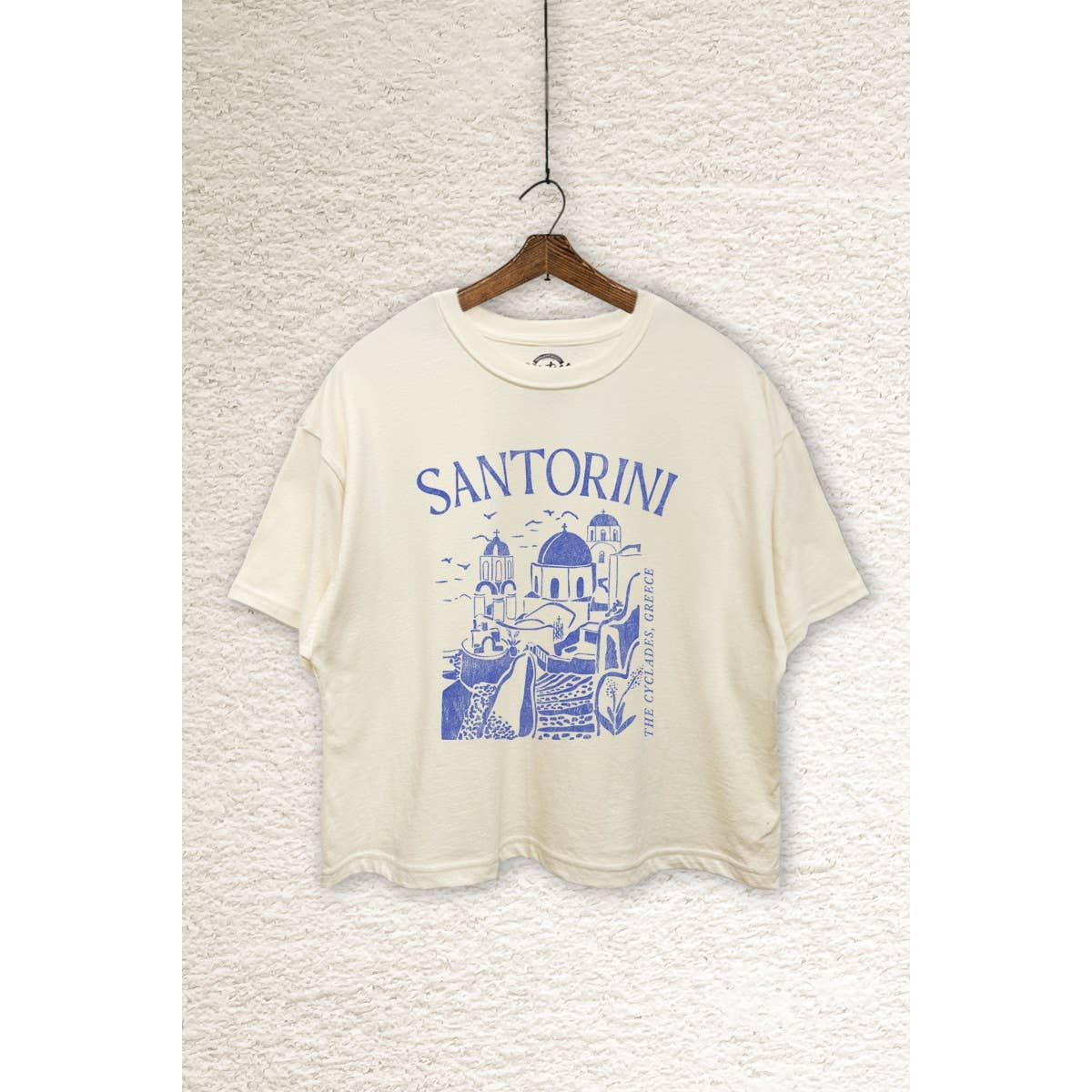 Santorini Greece Graphic Boxy Crop Top