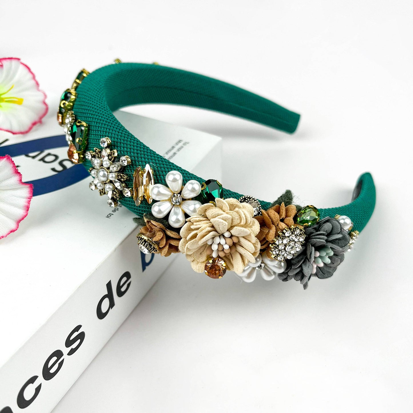 Vintage Flower Headband, Baroque Rhinestone Hair Accessory