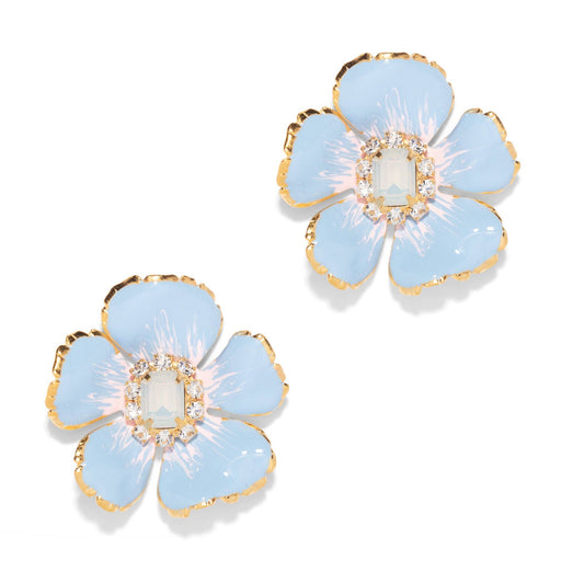 The Pink Reef Small Hand painted Floral in Light Blue White Opal