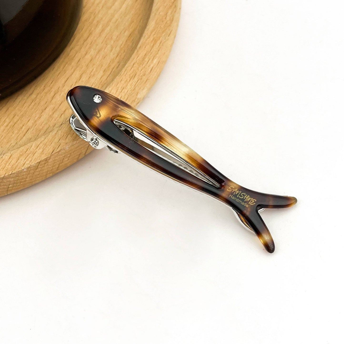 Hollow Fishbone Acetate Hair Clip, Fish Design Duckbill Clip