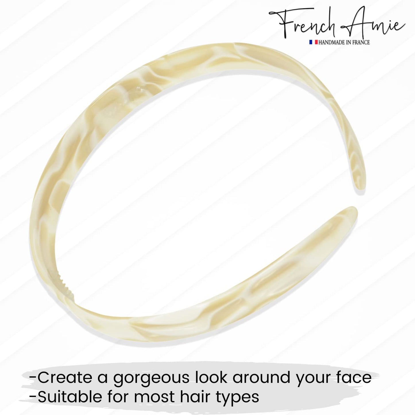 French Amie Wide Headband 1/2" Handmade Cellulose Hair Accessories Women & Girls